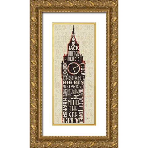 London City Words II Gold Ornate Wood Framed Art Print with Double Matting by Pela Studio