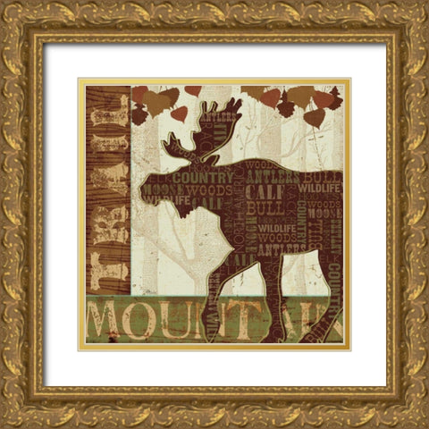 Woodland Words IV Gold Ornate Wood Framed Art Print with Double Matting by Pela Studio