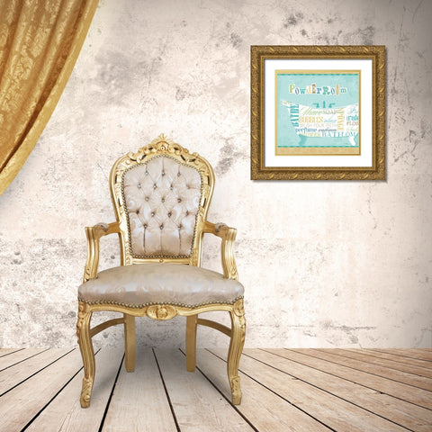 Bathroom Words Tub I Gold Ornate Wood Framed Art Print with Double Matting by Pela Studio