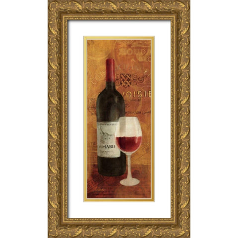 Vin Rouge Panel II Gold Ornate Wood Framed Art Print with Double Matting by Hristova, Albena