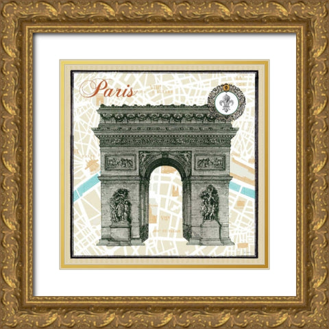 Monuments des Paris Arc Gold Ornate Wood Framed Art Print with Double Matting by Schlabach, Sue