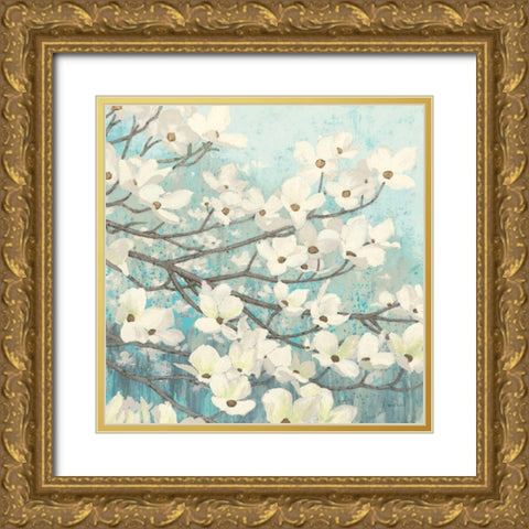 Dogwood Blossoms II Gold Ornate Wood Framed Art Print with Double Matting by Wiens, James