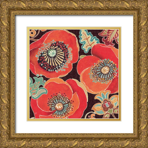 Moroccan Red V Gold Ornate Wood Framed Art Print with Double Matting by Brissonnet, Daphne