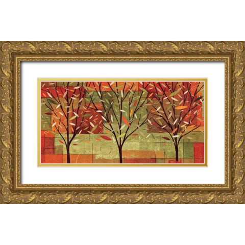 Watercolor Forest II Gold Ornate Wood Framed Art Print with Double Matting by Charron, Veronique