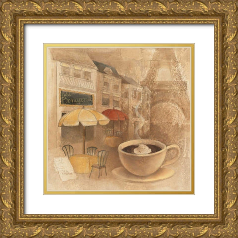 Cafe de Paris II Gold Ornate Wood Framed Art Print with Double Matting by Hristova, Albena