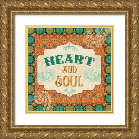 Indian Breeze Words III Gold Ornate Wood Framed Art Print with Double Matting by Pela Studio