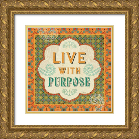 Indian Breeze Words IV Gold Ornate Wood Framed Art Print with Double Matting by Pela Studio