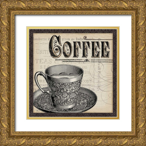 Antique Cafe I with Border Gold Ornate Wood Framed Art Print with Double Matting by Pela Studio