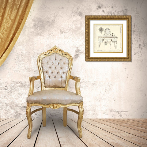 Emilys Boudoir III Table Gold Ornate Wood Framed Art Print with Double Matting by Adams, Emily