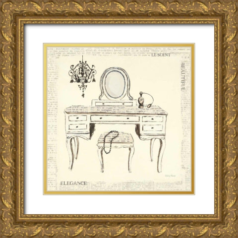 Emilys Boudoir III Table Gold Ornate Wood Framed Art Print with Double Matting by Adams, Emily