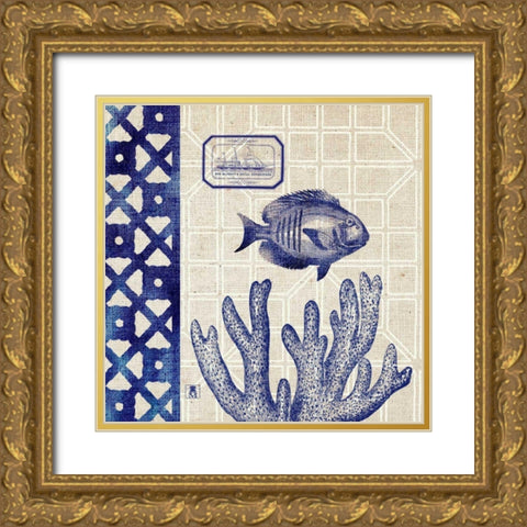 Sea Shore Square I Gold Ornate Wood Framed Art Print with Double Matting by Studio Mousseau