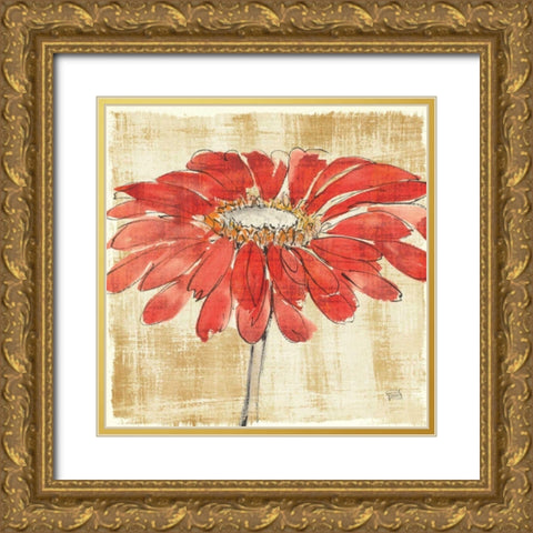 Tangerine and Grey I Gold Ornate Wood Framed Art Print with Double Matting by Paschke, Chris