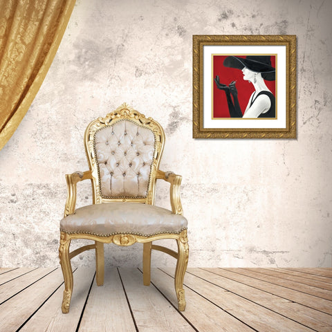 Haute Chapeau Rouge II Gold Ornate Wood Framed Art Print with Double Matting by Fabiano, Marco