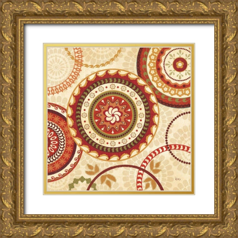 Owl Forest Suzani I Gold Ornate Wood Framed Art Print with Double Matting by Charron, Veronique