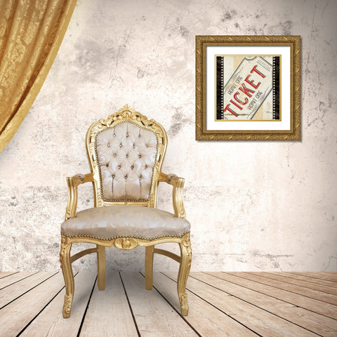 Admit One Gold Ornate Wood Framed Art Print with Double Matting by Pela Studio