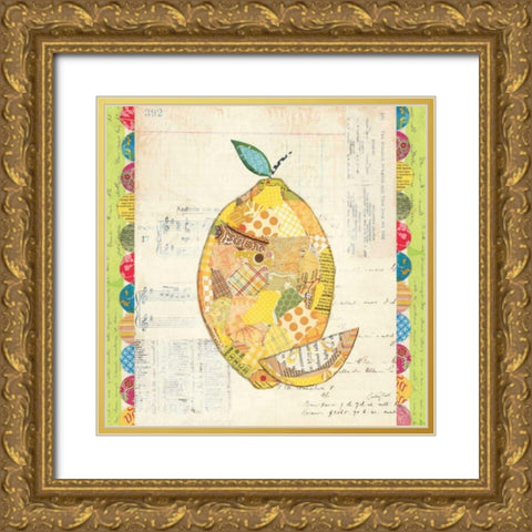 Fruit Collage II - Lemon Gold Ornate Wood Framed Art Print with Double Matting by Prahl, Courtney