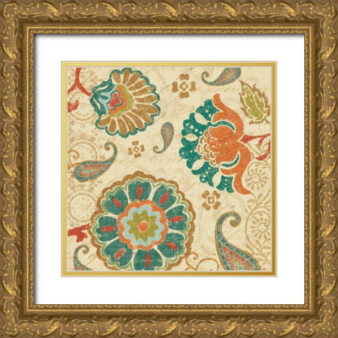 Fall Paisley II Gold Ornate Wood Framed Art Print with Double Matting by Pela