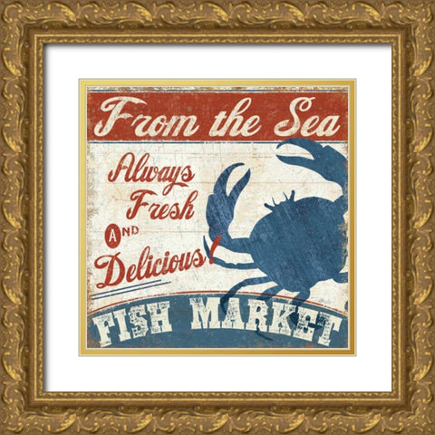 Fresh Seafood IV Gold Ornate Wood Framed Art Print with Double Matting by Pela Studio