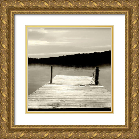 Twilight Dock III Gold Ornate Wood Framed Art Print with Double Matting by Schlabach, Sue