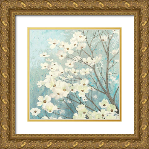 Dogwood Blossoms I Gold Ornate Wood Framed Art Print with Double Matting by Wiens, James