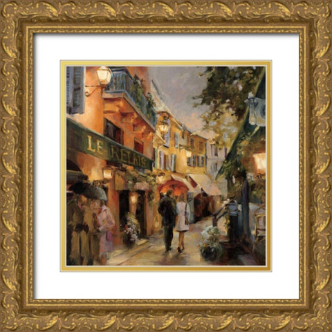 Evening in Paris Gold Ornate Wood Framed Art Print with Double Matting by Hageman, Marilyn