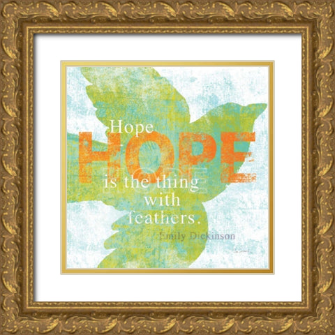 Letterpress Hope Gold Ornate Wood Framed Art Print with Double Matting by Schlabach, Sue