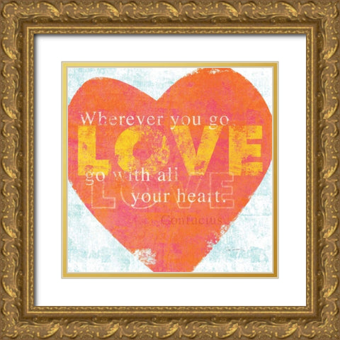 Letterpress Love Gold Ornate Wood Framed Art Print with Double Matting by Schlabach, Sue