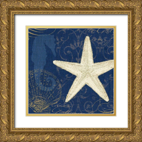 Coastal Moonlight I Gold Ornate Wood Framed Art Print with Double Matting by Pela Studio