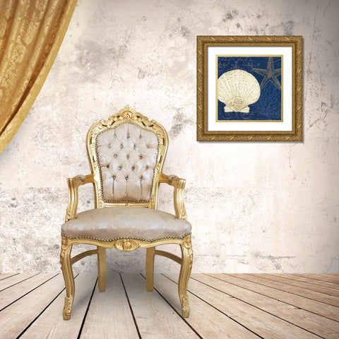 Coastal Moonlight II Gold Ornate Wood Framed Art Print with Double Matting by Pela Studio