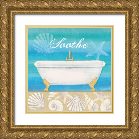 Seashells Bath II Gold Ornate Wood Framed Art Print with Double Matting by Charron, Veronique