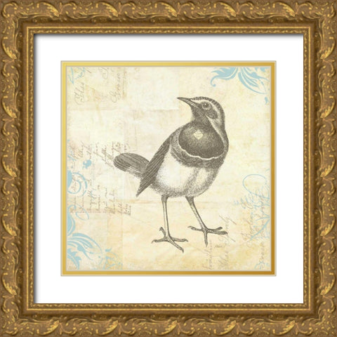 Engraved Birds II Gold Ornate Wood Framed Art Print with Double Matting by Pertiet, Katie