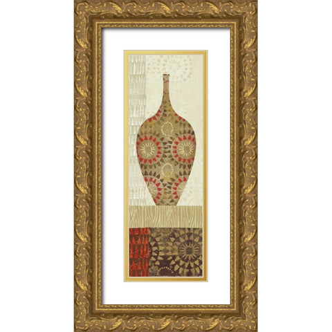 Spice Stripe Vessels Panel III Gold Ornate Wood Framed Art Print with Double Matting by Wild Apple Portfolio
