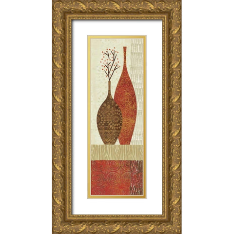 Spice Stripe Vessels Panel IV Gold Ornate Wood Framed Art Print with Double Matting by Wild Apple Portfolio