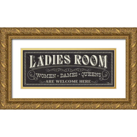 Ladies and Gents I Gold Ornate Wood Framed Art Print with Double Matting by Pela Studio
