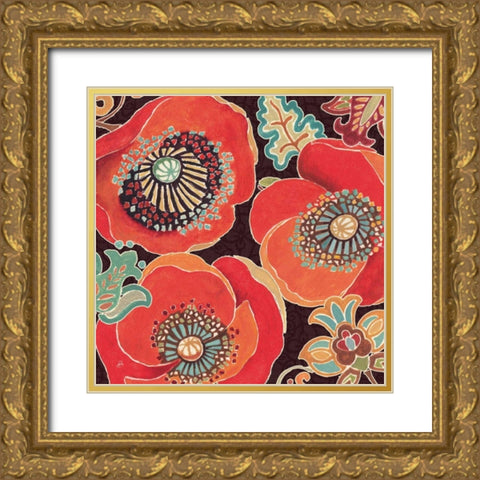 Moroccan Red V Gold Ornate Wood Framed Art Print with Double Matting by Brissonnet, Daphne