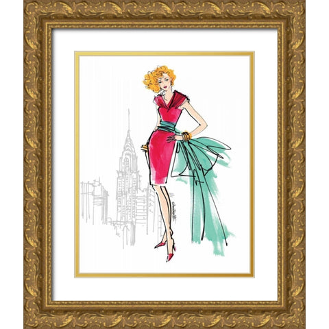 Colorful Fashion III - New York Gold Ornate Wood Framed Art Print with Double Matting by Tavoletti, Anne