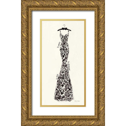 Couture Noir Original II Gold Ornate Wood Framed Art Print with Double Matting by Adams, Emily