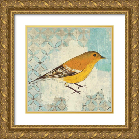 Pine Warbler Gold Ornate Wood Framed Art Print with Double Matting by Lovell, Kathrine