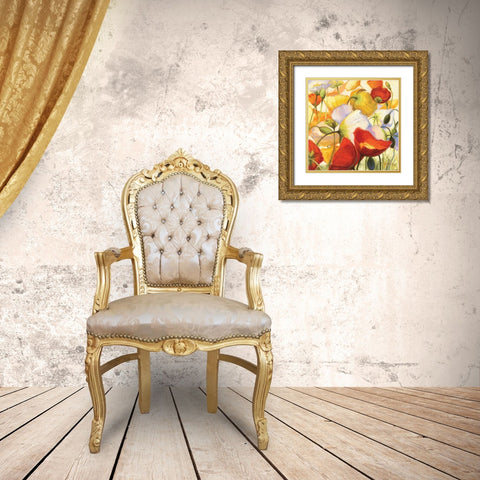 Poppies Up Close Gold Ornate Wood Framed Art Print with Double Matting by Novak, Shirley
