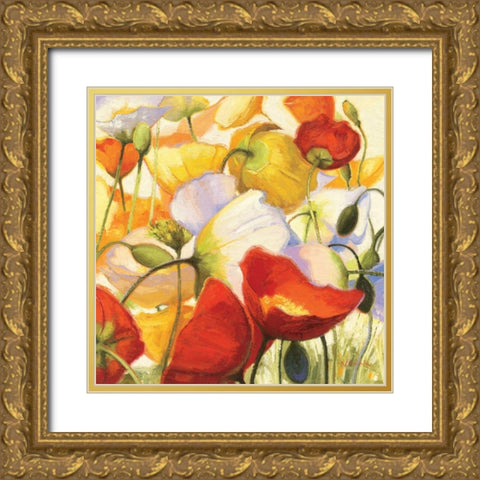 Poppies Up Close Gold Ornate Wood Framed Art Print with Double Matting by Novak, Shirley