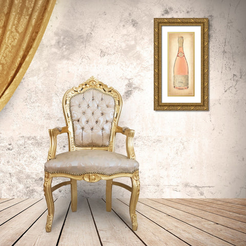 Sparkling Rose Bottle Gold Ornate Wood Framed Art Print with Double Matting by Adams, Emily