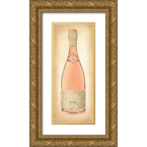 Sparkling Rose Bottle Gold Ornate Wood Framed Art Print with Double Matting by Adams, Emily