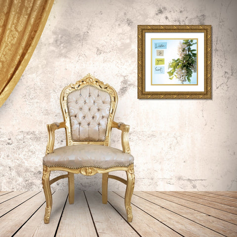 Listen to Your Heart Gold Ornate Wood Framed Art Print with Double Matting by Schlabach, Sue
