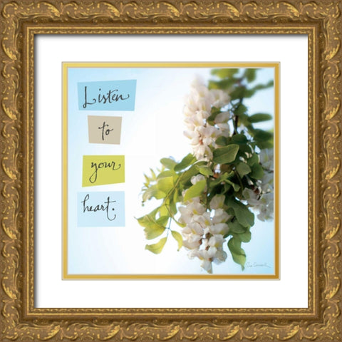 Listen to Your Heart Gold Ornate Wood Framed Art Print with Double Matting by Schlabach, Sue