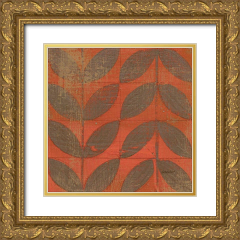 Orange Gold Leaves Gold Ornate Wood Framed Art Print with Double Matting by Lovell, Kathrine