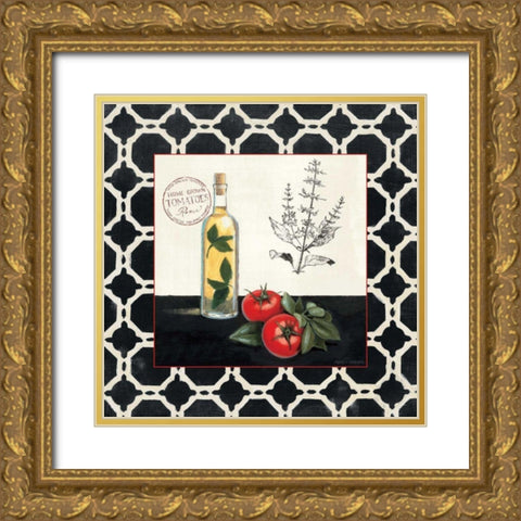 Basil and Tomatoes Gold Ornate Wood Framed Art Print with Double Matting by Fabiano, Marco