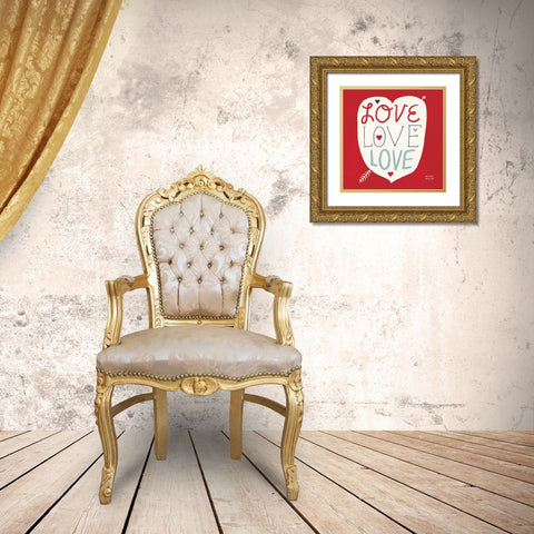 Love Love Love Square Gold Ornate Wood Framed Art Print with Double Matting by Mullan, Michael