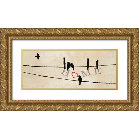 Bird at Heart I Gold Ornate Wood Framed Art Print with Double Matting by Pela