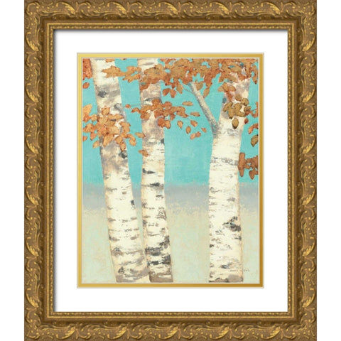 Golden Birches II Gold Ornate Wood Framed Art Print with Double Matting by Wiens, James