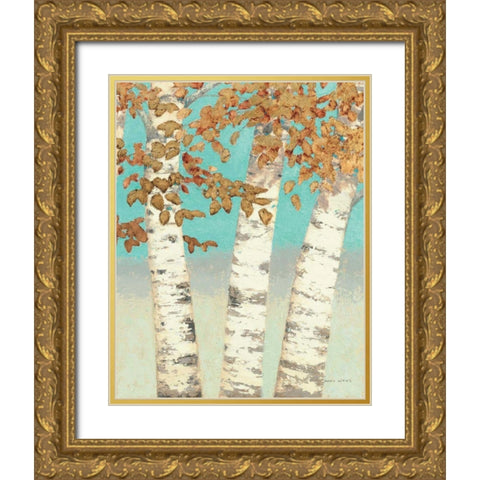 Golden Birches III Gold Ornate Wood Framed Art Print with Double Matting by Wiens, James